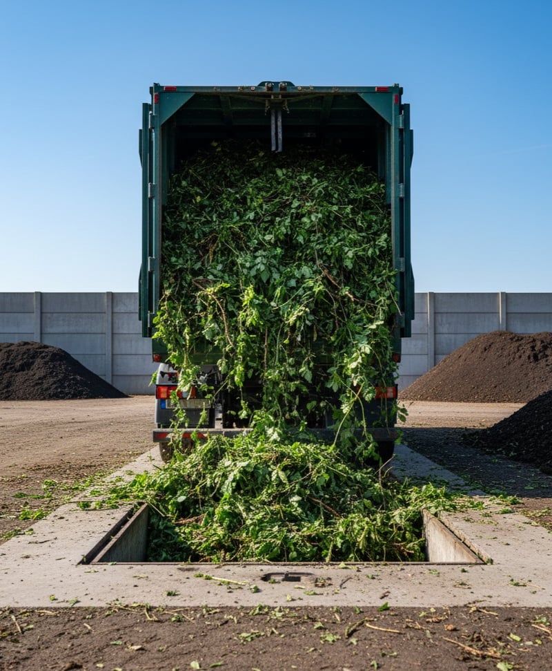 Green waste truck dumping
